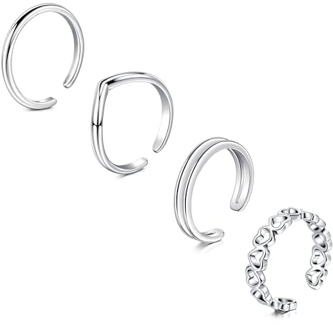 Briana Williams 4 st ring rostfritt stål silver guld justerbara öppna ringar för kvinnor flickor män barn, Regolabile, Rostfritt stål