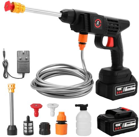 Cordless Portable Pressure Washer, 21V/32 Bar Power Washer with Battery and Rapid Charger, 6 In 1 Nozzle, Pressure Cleaner for for Patio Cleaning and Car(20000mah)