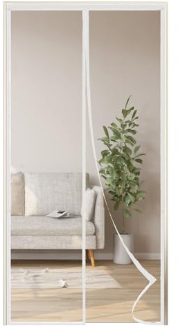 akgao Magnet Fliegengitter Balkontür 75x200cm Weiß Insektenschutz Tür