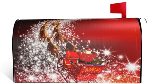 Jbyjbx Housse de boîte aux lettres de Noël avec impression magique - Taille standard - 45,7 x 53,3 cm