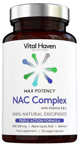 Vital Haven NAC Supplement - N-Acetyl-Cysteine 600mg + Selenium + ALA with VIT C/E - UK Made