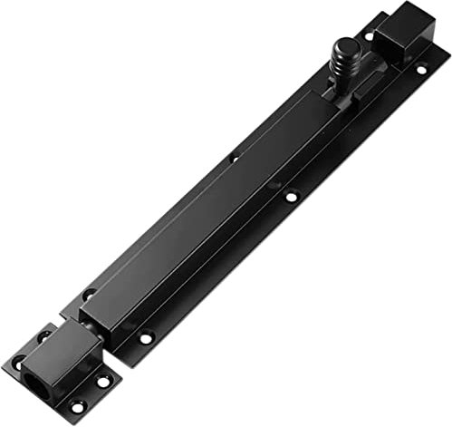 Bolt Door Chains,Door Chain Lock,Brushed Finish Sliding Lock, Barrel Bolt Lock, Heavy Duty Solid Thicken Steel, Slide Bolt with Screws(Black,12in)