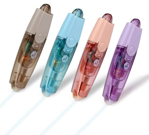 Huakaile Lot de 4 rouleaux de ruban adhésif double face pour travaux manuels, scrapbooking, fournitures de journal pour l'école, le bureau, le journal