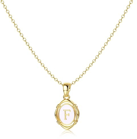 BodyBonita Collana Personalizzata Donna con Nome F - Delicata Collana con Iniziale Placcato Oro 16K Lettera Collane Personalizzata Gioielli Donna