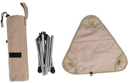 MagiDeal Campinghocker, Sitz, Faltbar, Kleiner Stuhl, Robuster Fußhocker, Kompakter Tragbarer Klapphocker, Angelhocker für Den Garten Im Freien, Khaki