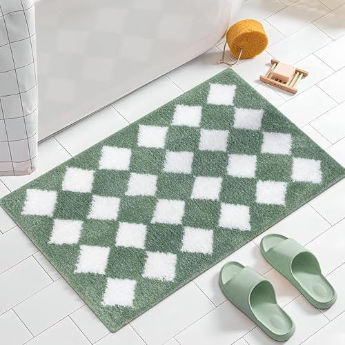 APROPHIC Alfombrilla de baño de rejilla de baño, súper absorbente, antideslizante, microfibra mullida, alfombrilla de baño, alfombrilla de baño, bañera, lavabo, decorativa, lavable a máquina, 20 x 30