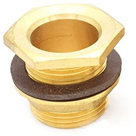 YUEKOPOU Plumbing Joints and Connections, Brass Water Tank Connector,1/2 3/4 1 BSP Threaded Male Pipe Plumbing Fittings Bulkhead Nut Jointer 1pcs(3/4)
