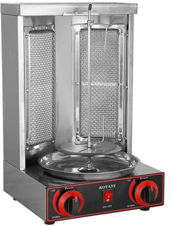Genérico Máquina Comercial para Doner Kebab, asador Vertical automático de Gas con rotación de Acero Inoxidable y GLP para Uso Comercial en restaurantes, cocinas domésticas