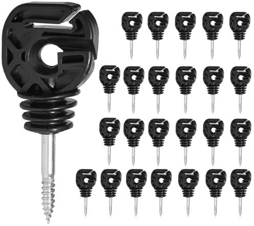 Fensmile 25 Stück Mehrzweck Weidezaun Isolatoren, Einsatz als Ringisolator oder Breitbandisolator, Pfosten-Holz-Isolator für Seil, Polyband, Polydraht, Draht