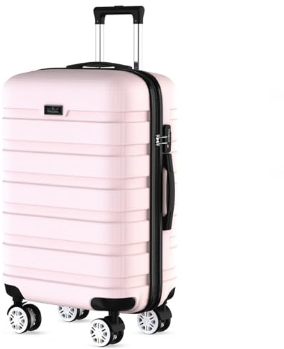 Voyagoux Koffer handgepäck - 39L, Hartschalenkoffer klein, TSA-Schloss, Reisekoffer mit Rollen, 4X 360° Rollen, Robust und Leichtgewicht Suitcase, 57x37x21cm, Rosa