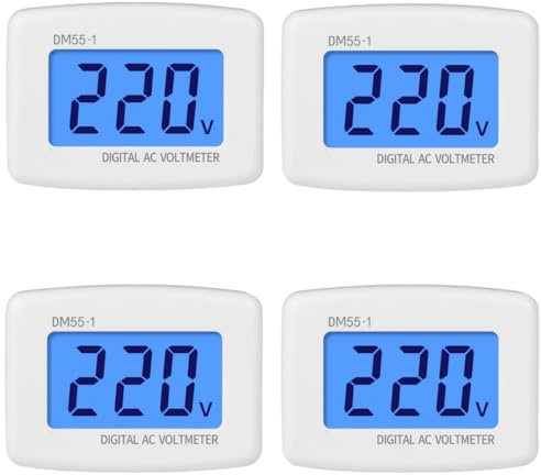 4 Pcs AC 80-300V Digital LCD Voltmeter with Flat US Plug Precision Voltage Monitoring for Household Outlets RV Electrical Systems Plug-in Auto-Ranging Digital Meter Voltage Measurement Device