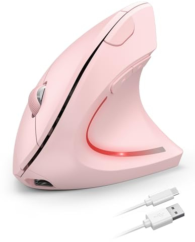 TECKNET Wiederaufladbar Ergonomische Maus Kabellos, 2.4G Optische Vertikale Maus Ergonomisch, 5 Einstellstufen bis 4800DPI, Leise Wireless Vertical Mouse mit 6 Tasten für Laptop, PC, Windows, Mac OS