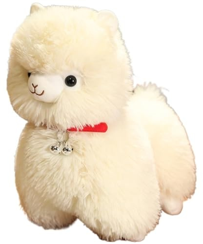 TOPLITHE Flauschige Alpaka Kuscheltier, Super Weiches Stofftier Niedliches Plüschspielzeug for Kinder und Jungen(White,25CM/9IN)