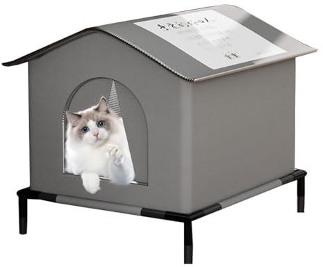 Wetterfestes Feral Katzenhaus | Wasserdichtes geschlossenes Katzenzelthaus | Winterkatzenhaus | erhöhtes Katzenhaus für draußen | isoliert für mehrere Katzen | Scheunenveranda | Ersetzen