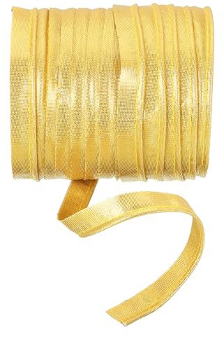 YELARXI Maxi Piping Bias Tape, 5 Yards Piping Trim with Cord Satin Binding Lip Cord Trim Fit for Sewing Garment Webbing Trimming Crafts Decorating - (Gold)