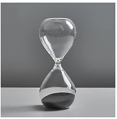 BDSHGRDH minuteur de Sable， Hourglass Timer,Glass Sandglass Timer Home Desk Decor Kithchen Cooking Countdown,Black(Black,30 Minutes)