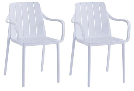 VORTIVO Gartenstühle 2er Set stapelbar - Hochwertige Outdoor-Stühle in Weiß, wetterfest, UV-beständig, bis 200 kg – für Balkon, Terrasse & Esszimmer