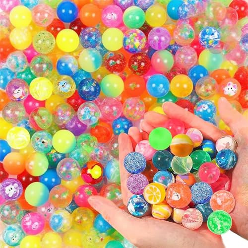 PcvGef Flummies Für Kinder, 25 Stück Bunte Flummis Gummiball Set, Flummi Gross Für Kindergeburtstag, Partygeschenke, Klassenbelohnung, Outdoor Spielzeug (27mm)
