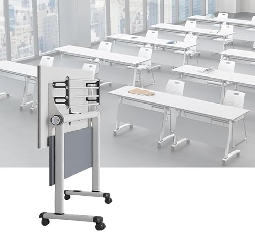Mesa de oficina plegable, mesa de reunión portátil con tapa abatible para espacios de trabajo modernos, solución que ahorra espacio para conferencias y reuniones