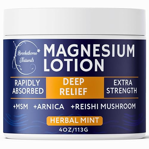 Magnesium Lotion for Muscle Recovery, Soreness & Daily Support | Topical Magnesium Cream with Arnica, MSM & Reishi Mushroom | Deep Relief Cream for Legs, Joints & Body | 4oz by Brookethorne Naturals