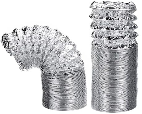 1 condotto di ventilazione flessibile in alluminio - diametro 100 mm, tubo di scarico retrattile da 1,5-6 m for HVAC, asciugatrice, cucina(1.5 mx100mm)