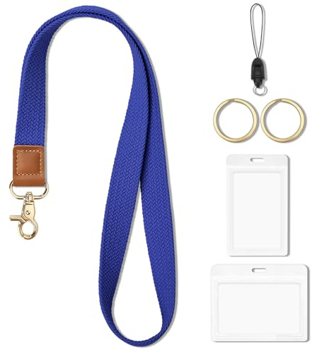 CHUQING Porte-cartes d'identité avec lanière, cordon tour de cou, porte-clés, porte-cartes avec lanière,Porte badges,bleu foncé