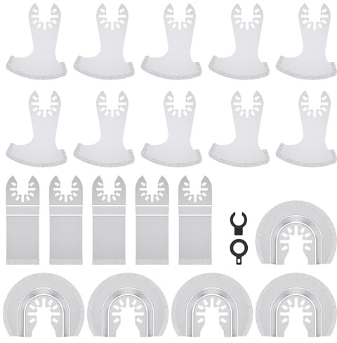 20 Pcs Oscillating Multitool Grout Removal Blades Diamond Multi Tool Accessory Kit for Grout Removal Universal Multi Tool Blades