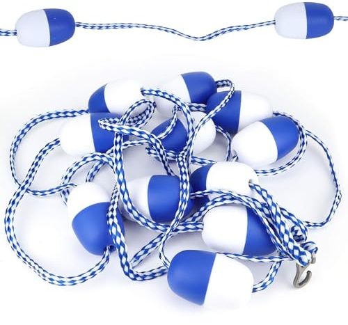 Corda di sicurezza per piscina, 18-50 m, linea di separazione galleggiante con boe, attrezzatura essenziale per piscine per spiagge e corsi d'acqua, perfetta per accessori per palline