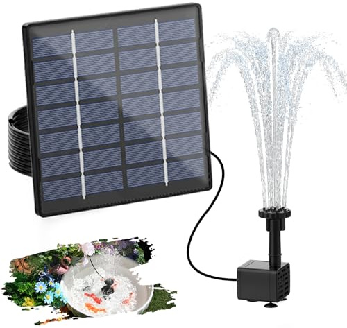 ASITIN Solar Powered Water Fountain for Bird Bath, DIY Garden Water Feature Pump with Multiple Nozzles & 9.18ft Long Cable,Solar Fountain Pump for Garden,Pool,Pond,Outdoor