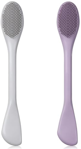Silikon ansiktsskrubbare, 2 st dubbelsidig ansiktsrengöringsborste sodt ansiktsmask applikator för exfoliering, massage, ta bort pormaskar, smink hudvård borttagning, lera, kroppslotion