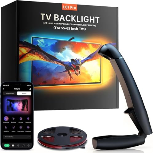 TV-Hintergrundbeleuchtung, 4,5 m, zuschneidbare TV-LED-Lichter, die sich mit Fernseher für 140-165 cm (55-65 Zoll) Bildschirm und PC-Monitor wechseln, TV-Hintergrundbeleuchtung mit Sensor