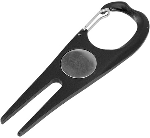 FRCOLOR Forchetta da Golf in Lega di Alluminio e Acciaio Inox, Strumento Portatile per Riparazione Zolle Prato, Marcatore Palline Professionale per Golfisti sul Campo