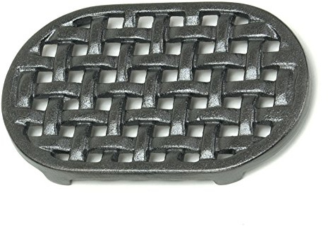 Minuteman International Cast Iron Oval Lattice Trivet,Black