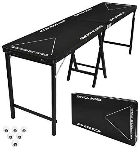 GoPong PRO 8 Foot Premium Beer Pong Table - heavy-duty (Black, 36-Inch Tall)