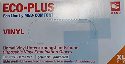 100 x ECO-PLUS Vinyl-Untersuchungshandschuhe gepudert Größe XL