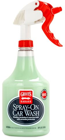Griot's Garage Spray-On Car Wash for Vehicle Cleaning and Detailing, Rinseless and Waterless, No Hose and Bucket Needed, With Carnauba Wax Protection, 11065, 35oz