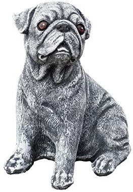 stoneandstyle Steinfigur Hund Mops, Frost- und Wetterfest, massiver Steinguss