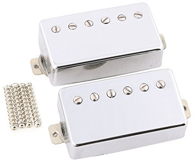 LYWS Alnico Humbucker-Tonabnehmer, Metall, geflochten, 2 Stück, für Les Paul Gitarre, Chrom