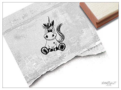 Stempel Kinderstempel EINHORN mit Herz - Motivstempel Kita Kinderzimmer Schule Basteln Geschenk für Kinder - zAcheR-fineT