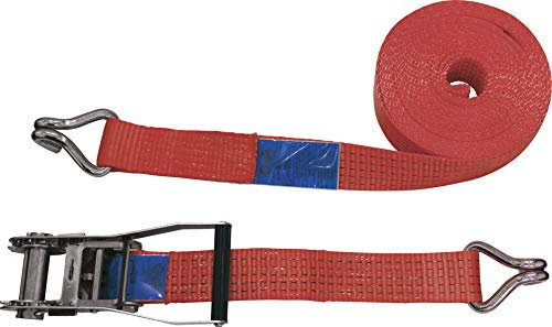 Petex 43193912 Sangle de serrage à cliquet 2 pièces, 8 m, 50 mm, 2000/4000 daN, double crochet, à cliquet 23 cm, Rouge