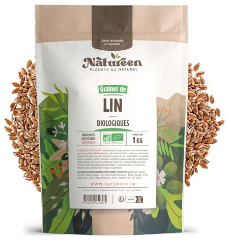 Planète au Naturel Graines de Lin Brun Biologiques - 1kg (Linum usitatissimum)