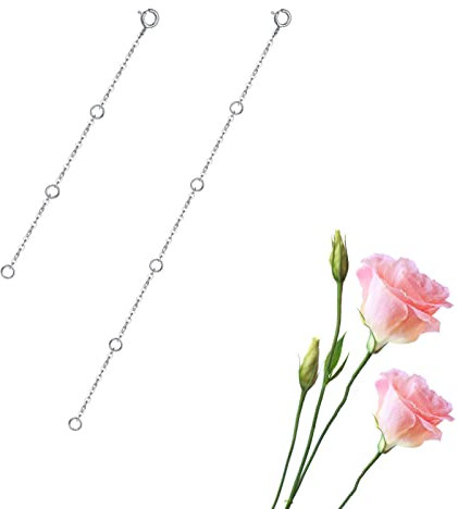 GinoMay Sterling Silver Necklace Extenders Chain Set of 2 Pcs Pack 3 5 - Solid 925 Sterling Silver Fine Chain Dianty Durable Adjustable
