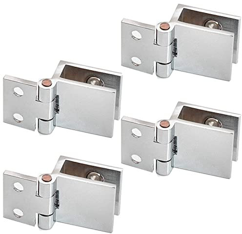 behone 4 pièces Clip de porte en verre charnière, Charnière pour Porte en Verre de Meuble de Cuisine, Vitrine, Douche, Support en Acier Inoxydable pour Porte de Placard Angle Ouverture