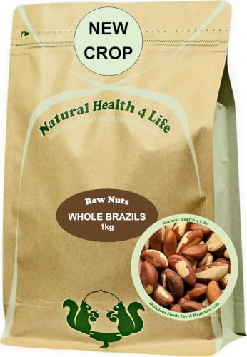 Natural Health 4 Life 100% Whole Brazil Nuts 1KG – Nutrient-Rich, High Fibre, Healthy Fats, Gluten-Free & Vegan Snack – Resealable Kraft Pouch