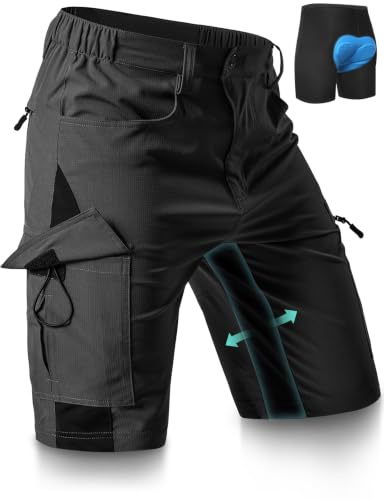 Cycorld MTB Hose Herren Gepolstert: Abnehmbar Radunterhose | Lockere Fahrradhose Radlerhose, mit 4D Sitzpolster, Atmungsaktiv, Schnelltrocknend, Elastische für Mountainbike Shorts