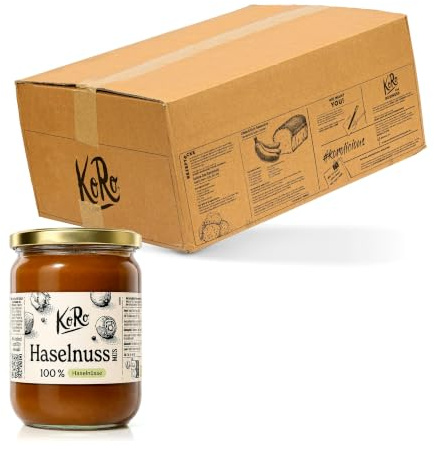 KoRo - Crema di nocciole 6 x 500 g - 100% nocciole - senza zuccheri - vegan - per dolci e gelati - senza olio di palma