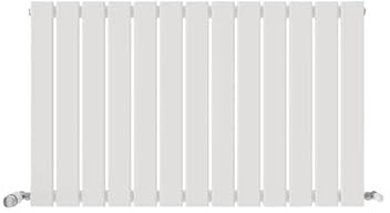 VeeBath Belgravia Radiator, Horizontal Single Flat Panel, Central Heating Wall Mounted/Upstanding Column Designer Radiators for Bathroom/Kitchen/Living Room with Angled Valve- 600x988mm,White
