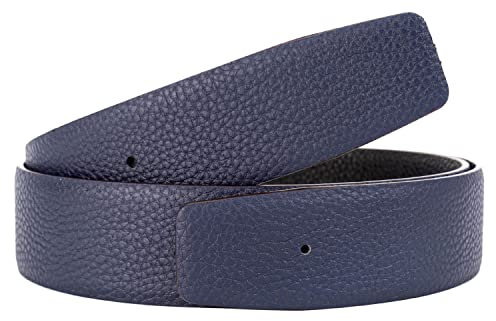 titiroa Ersatz-Gürtelriemen Wendegürtel aus echtem Leder Breite 38MM Length 125CM Schwarz/Königsblau