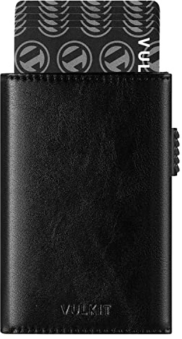 VULKIT Kreditkartenetui RFID-blockierende Pop-Up-Kartentasche aus Echtem Leder mit Geldscheinfach, Ausweisfenster und Magnetverschluss