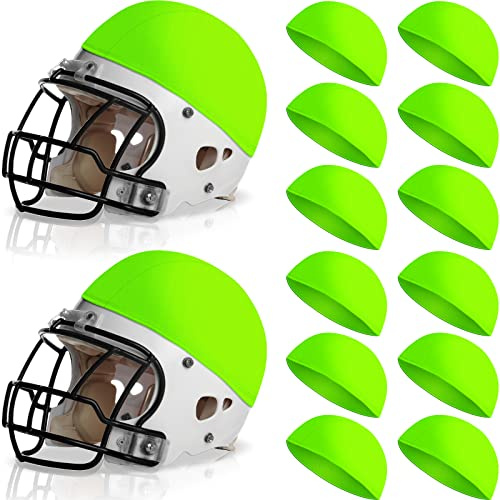 12 Pieces Scrimmage Helmet Cover Football Helmet Scrimmage Caps for Youth Football Hockey Lacrosse Adult, 10.24 Inches in Diameter (Green)